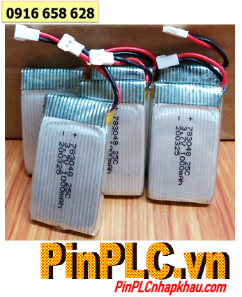 Pin Máy bay Quadcopter mô hình Pin sạc 3.7v LiPolymer LP-783040 1000mAh dòng xả 25C (7.8mmx3.0mmx48mm), có mạch sẳn